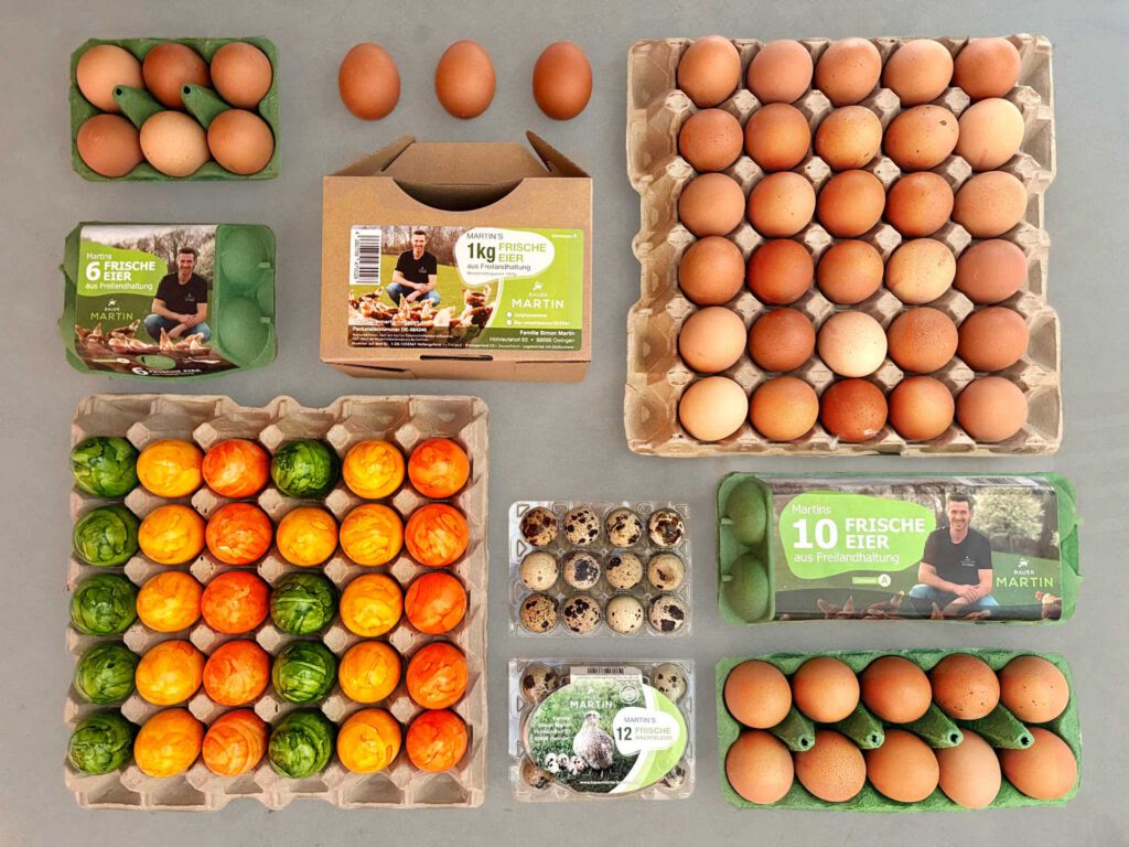 Übersicht der Eierprodukte von Bauer Martin